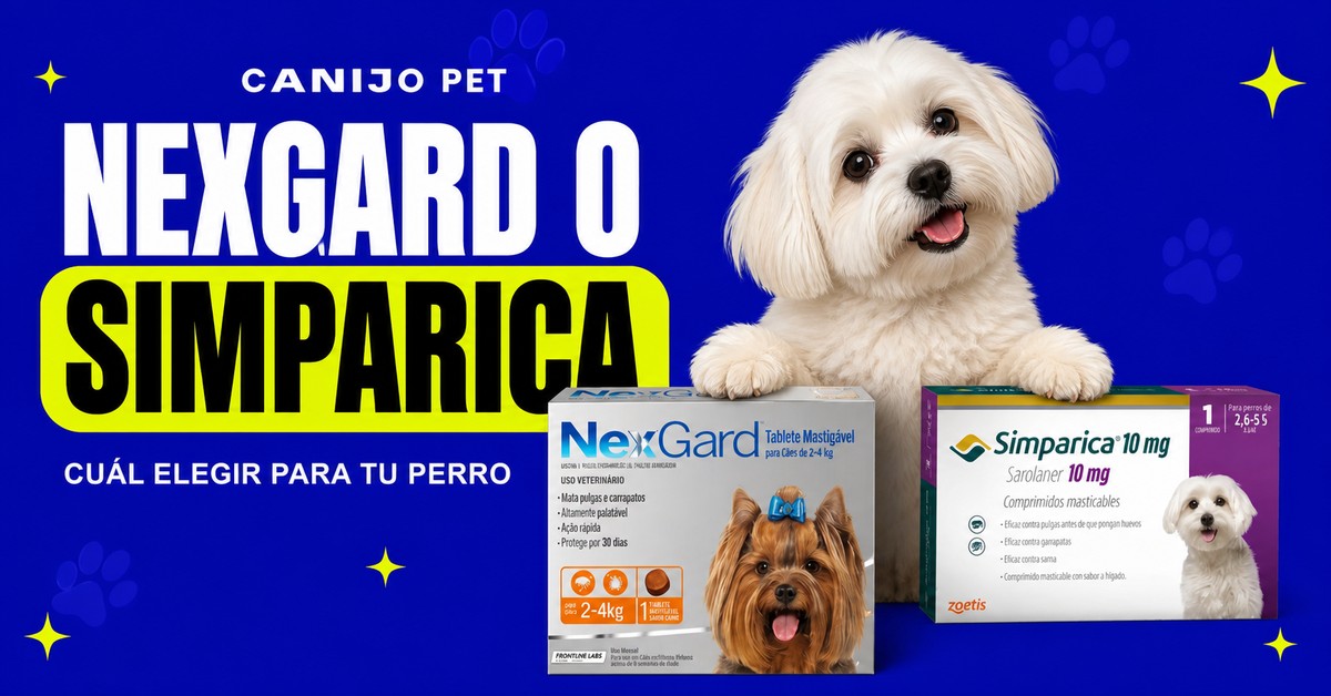 Empaques reales de los antipulgas masticables NexGard y Simparica