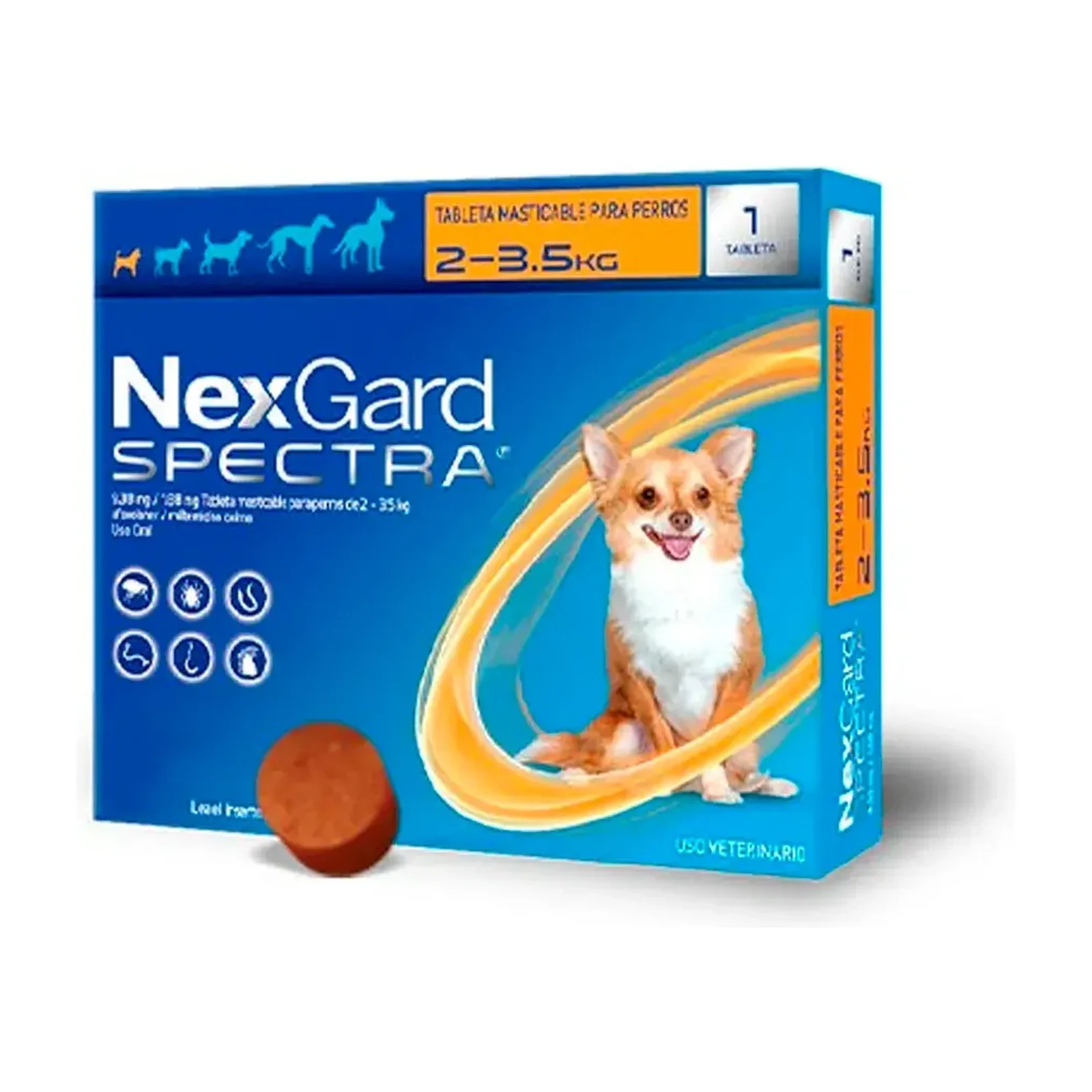 NexGard Spectra · 9 mg / 2 mg · perros de 2 a 3,5 kg NexGard Spectra 9 mg / 2 mg · perros de 2 a 3,5 kg — tableta masticable antipulgas, garrapatas y desparasitante para perro