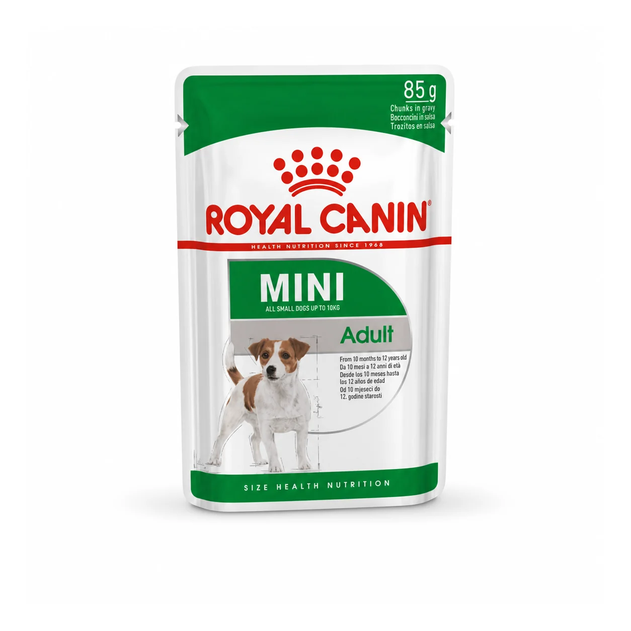 Royal Canin Mini Adult pouch — Royal Canin en Canijo Sobre (pouch) de Royal Canin Mini Adult, alimento húmedo para perros de razas pequeñas en etapa adulto
